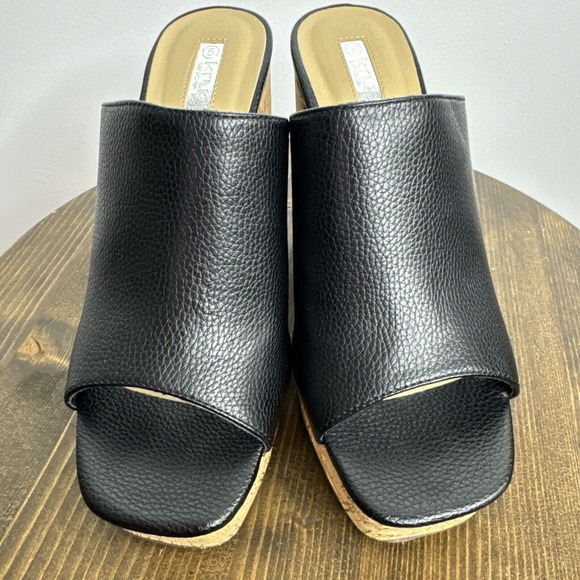 Krush Black Cork Block Heels Peep Toe Platform Sz UK 5 US 7 - Picture 6 of 10